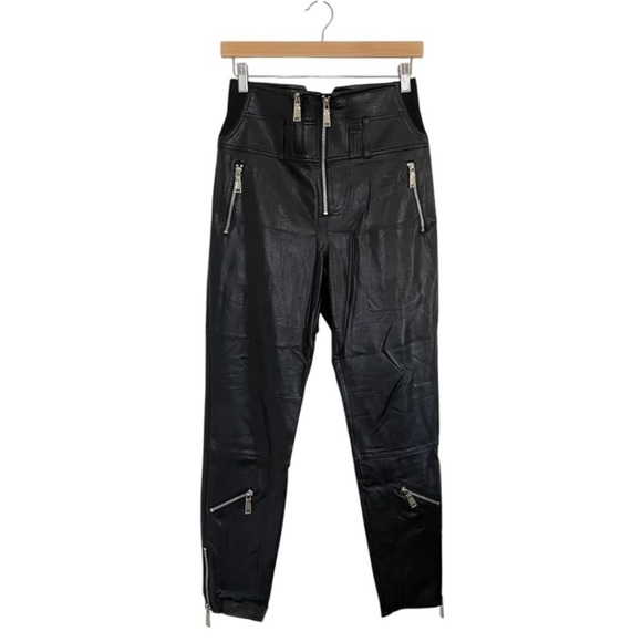 Revolve Divine Heritage Vegan Leather Ultra High Waist Moto Pant Black Medium - Picture 5 of 15